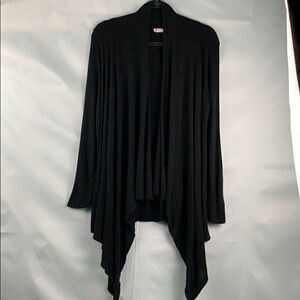 R 2D black ribbed lightweight cardigan